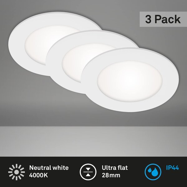BRI 7115-436 3ks sada LED vestavné svítidlo, pr. 12 cm, 7 W, bílé - BRILONER