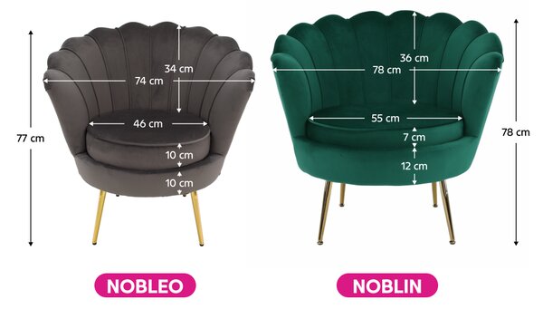 KONDELA Křeslo ve stylu Art-deco, smaragdová Velvet látka / gold chrom-zlatý, NOBLIN