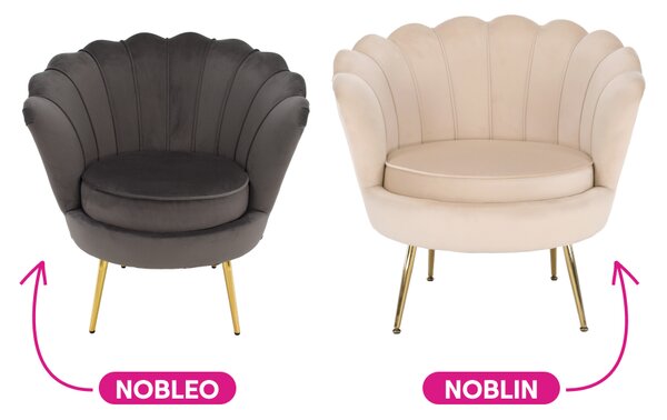 KONDELA Křeslo ve stylu Art-deco, béžová Velvet látka / gold chrom-zlatý, NOBLIN