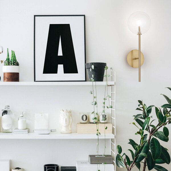 IDEAL LUX Nástěnné světlo Equinoxe, mosaz/čirá, výška 45 cm, Mosaz / zlato, Obývací pokoj / jídelna, kov