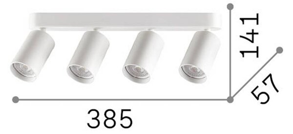 IDEAL LUX Stropní bodové světlo Dynamite Round, bílé, 38 cm, 4 žárovky, Bílá / opál, Obývací pokoj / jídelna, kov, Moderní