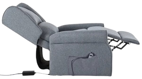 TV křeslo ušák STILO PLUS s elektrickým polohováním — látka, šedá, nosnost 130 kg