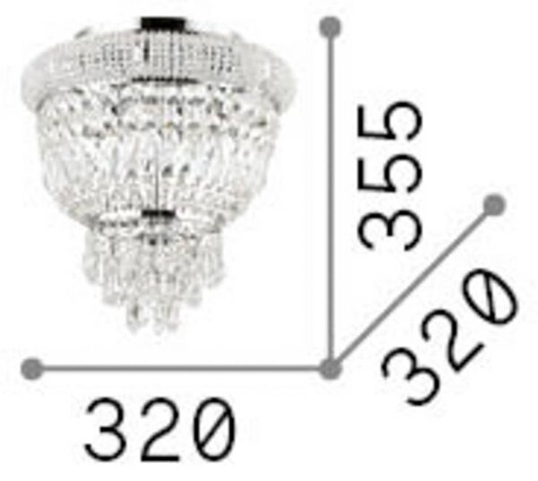 IDEAL LUX Stropní světlo Dubai, mosaz/čiré, Ø 32 cm, křišťál, stmívatelný, Mosaz / zlato, Obývací pokoj / jídelna, kov