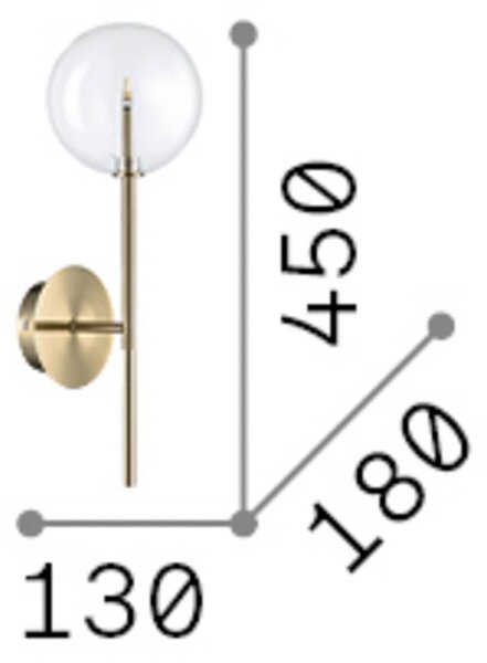 IDEAL LUX Nástěnné světlo Equinoxe, chrom/čiré sklo, výška 45 cm, Chrom / stříbro, Obývací pokoj / jídelna, kov