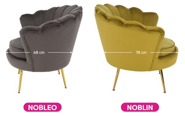 KONDELA Křeslo ve stylu Art-deco, hořčicová Velvet látka/gold chrom-zlatý, NOBLIN