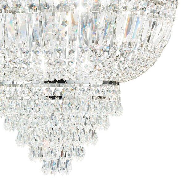 IDEAL LUX Nástěnné světlo Dubai, chrom/čirý, šířka 25 cm, křišťál, stmívatelný, Chrom / stříbro, Obývací pokoj / jídelna, kov
