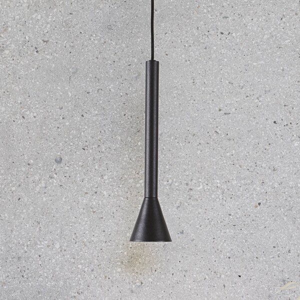 IDEAL LUX Závěsné světlo Diesis, černé, Ø 6 cm, kov, Černá, Obývací pokoj / jídelna, kov, Moderní