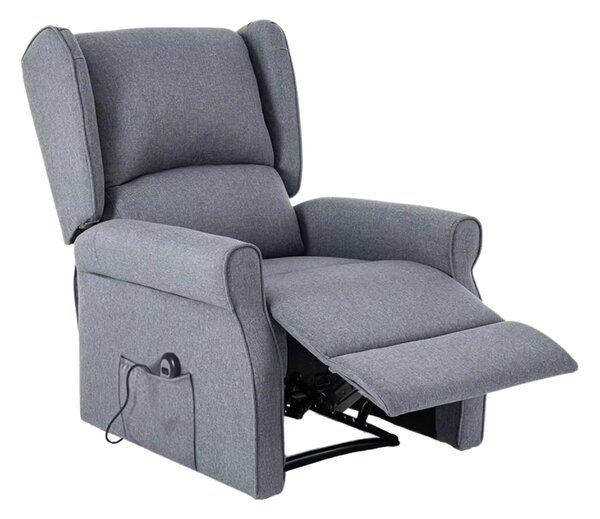 TV křeslo ušák STILO PLUS s elektrickým polohováním — látka, šedá, nosnost 130 kg