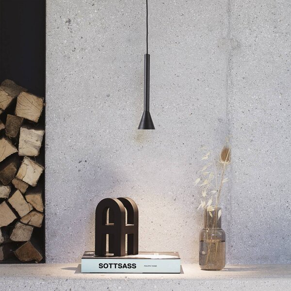 IDEAL LUX Závěsné světlo Diesis, černé, Ø 6 cm, kov, Černá, Obývací pokoj / jídelna, kov, Moderní