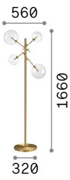 IDEAL LUX Stojací lampa Equinoxe, chrom/kouřově šedá, výška 166 cm, Chrom / stříbro, Obývací pokoj / jídelna, kov