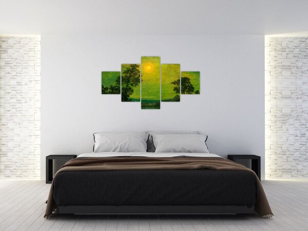 Obraz - Imitator of Ralph Albert Blakelock, Moonlight, reprodukce (125x70 cm)