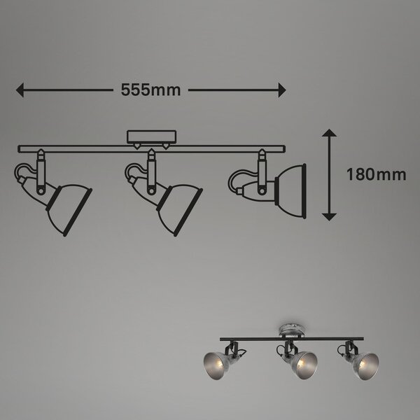 BRILO 2049-034 Bodové svítidlo pr. 10 cm 3x E14 max. 40W antická stříbrná - BRILO