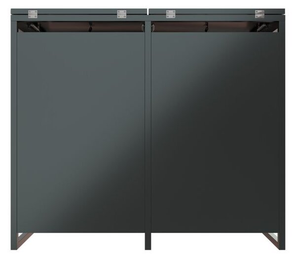 Kovový přístřešek pro 2 popelnice, antracit, 132×116×80 cm
