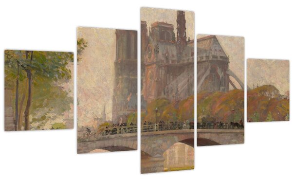 Obraz - Robert William Vonnoh, Notre Dame de Paris, reprodukce (125x70 cm)