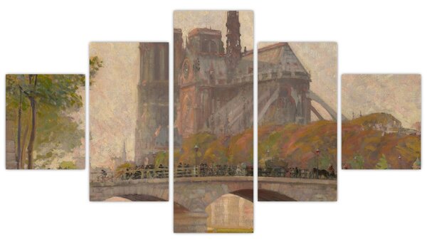 Obraz - Robert William Vonnoh, Notre Dame de Paris, reprodukce (125x70 cm)