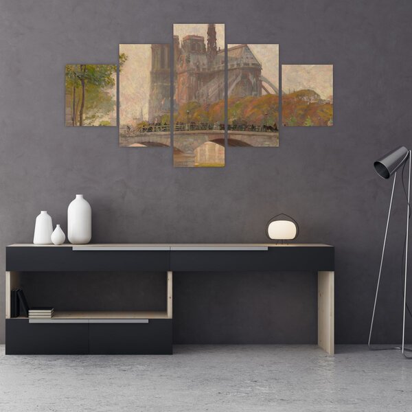 Obraz - Robert William Vonnoh, Notre Dame de Paris, reprodukce (125x70 cm)