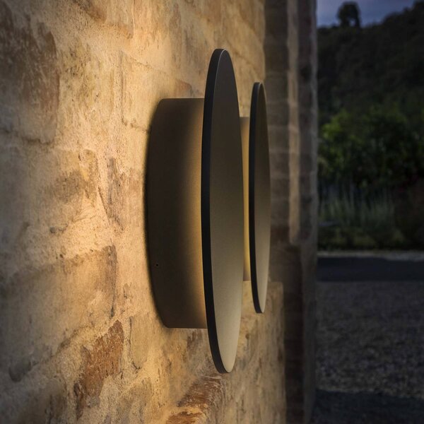 IDEAL LUX Venkovní nástěnné svítidlo LED Punto, černá, Ø 30 cm, Černá, kov, Moderní