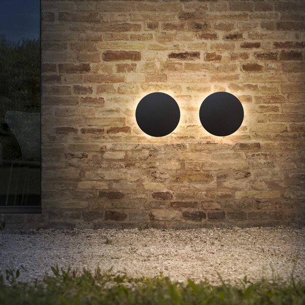 IDEAL LUX Venkovní nástěnné svítidlo LED Punto, černá, Ø 30 cm, Černá, kov, Moderní