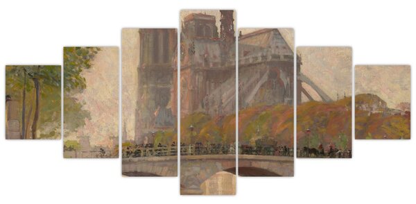 Obraz - Robert William Vonnoh, Notre Dame de Paris, reprodukce (210x100 cm)
