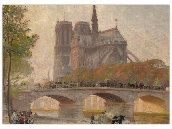 Obraz - Robert William Vonnoh, Notre Dame de Paris, reprodukce (70x50 cm)