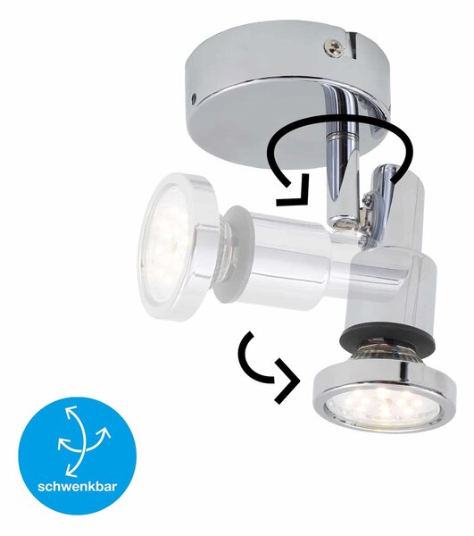 BRI 2992-018 LED bodové svítidlo pr. 8 cm 1xGU10 4,8W 400lm chrom - BRILONER