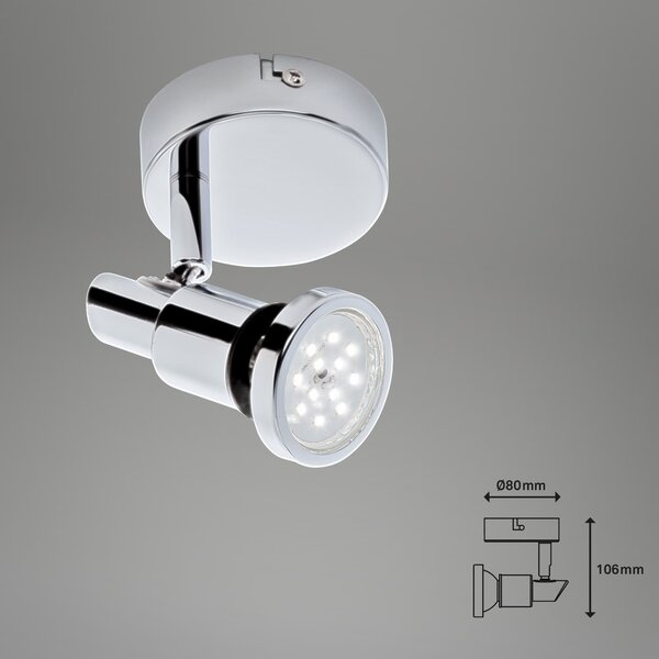 BRI 2992-018 LED bodové svítidlo pr. 8 cm 1xGU10 4,8W 400lm chrom - BRILONER