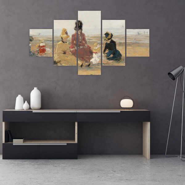 Obraz - Eugène Boudin, On the Beach, Trouville, reprodukce (125x70 cm)