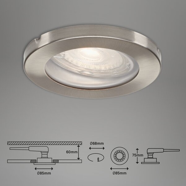 BRI 7181-032 3ks sada LED vestavné svítidlo, pr. 8,5 cm, 5 W, matný nikl - BRILONER