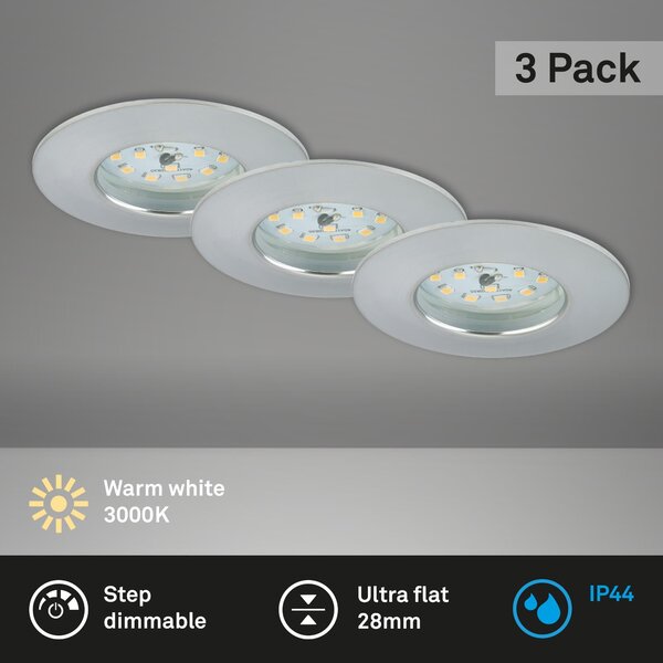 BRI 7295-039 3ks sada LED vestavné svítidlo, pr. 7,5 cm, 6,5 W, hliník - BRILONER