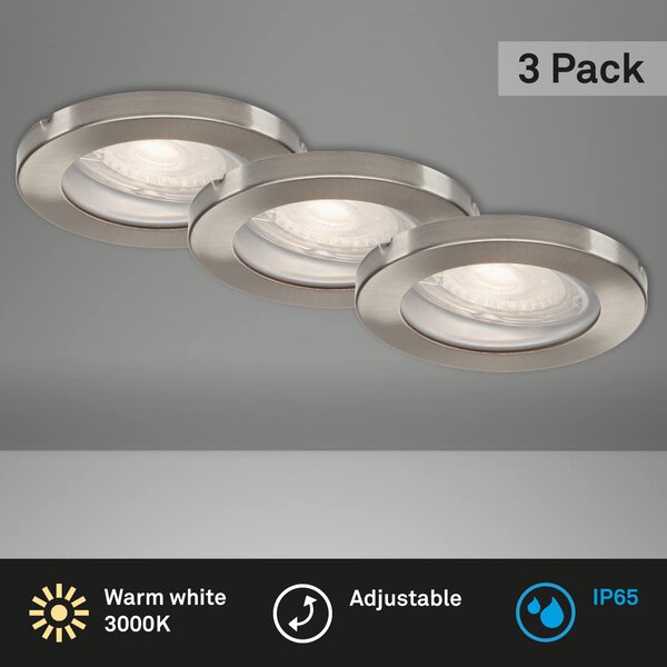 BRI 7181-032 3ks sada LED vestavné svítidlo, pr. 8,5 cm, 5 W, matný nikl - BRILONER