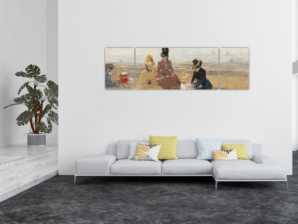 Obraz - Eugène Boudin, On the Beach, Trouville, reprodukce (170x50 cm)