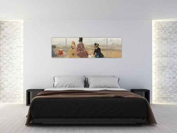 Obraz - Eugène Boudin, On the Beach, Trouville, reprodukce (170x50 cm)