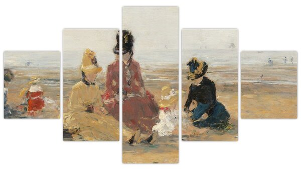 Obraz - Eugène Boudin, On the Beach, Trouville, reprodukce (125x70 cm)