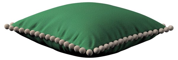 Věra - potah na polštář ozdobné bambulky po obvodu barva zelená