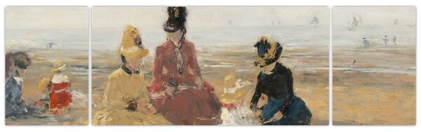 Obraz - Eugène Boudin, On the Beach, Trouville, reprodukce (170x50 cm)