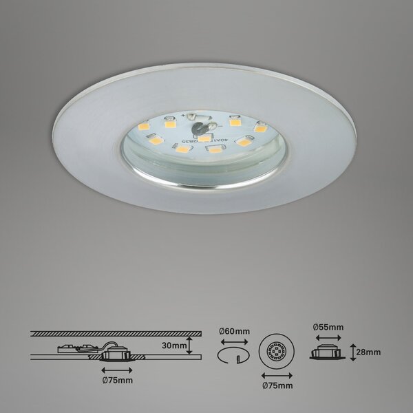 BRI 7295-039 3ks sada LED vestavné svítidlo, pr. 7,5 cm, 6,5 W, hliník - BRILONER