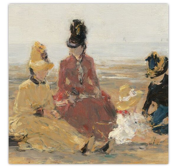 Obraz - Eugène Boudin, On the Beach, Trouville, reprodukce (30x30 cm)
