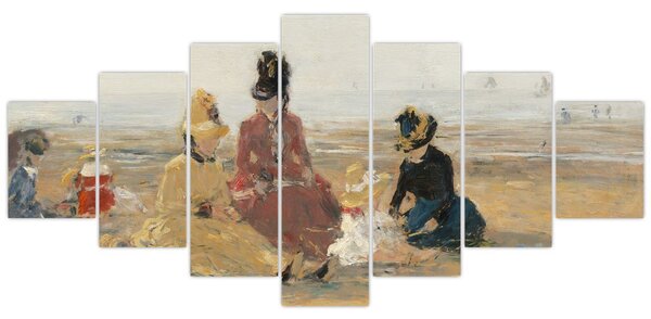 Obraz - Eugène Boudin, On the Beach, Trouville, reprodukce (210x100 cm)