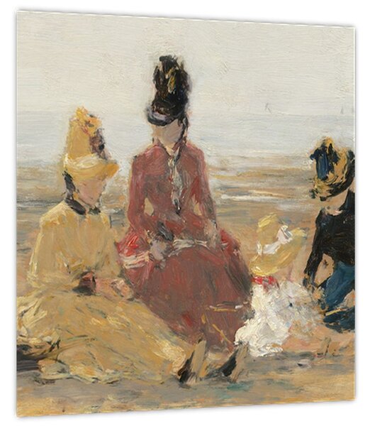 Obraz - Eugène Boudin, On the Beach, Trouville, reprodukce (30x30 cm)