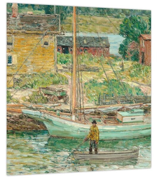 Obraz - Childe Hassam, Oyster Sloop, Cos Cob, reprodukce (30x30 cm)
