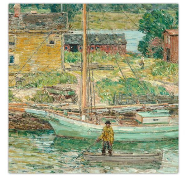 Obraz - Childe Hassam, Oyster Sloop, Cos Cob, reprodukce (30x30 cm)