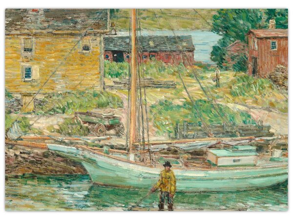Obraz - Childe Hassam, Oyster Sloop, Cos Cob, reprodukce (70x50 cm)