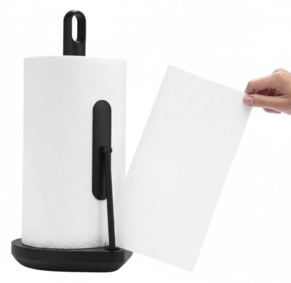 Držák na papírové utěrky Simplehuman – pro role do 17 cm, černá ocel