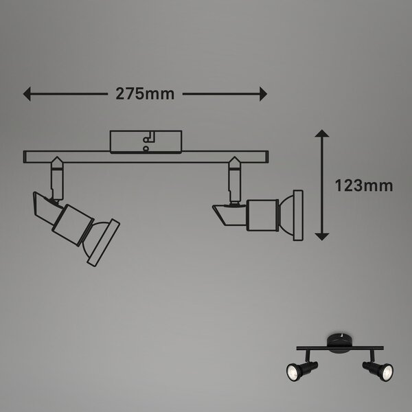 BRI 2992-025 LED bodové svítidlo 27,5 cm 2xGU10 4,8W 400lm černá - BRILONER