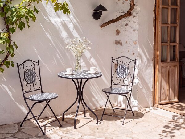 Bistro stolek SIROLO 60 cm 60 cm Kov Bílá/Modrá