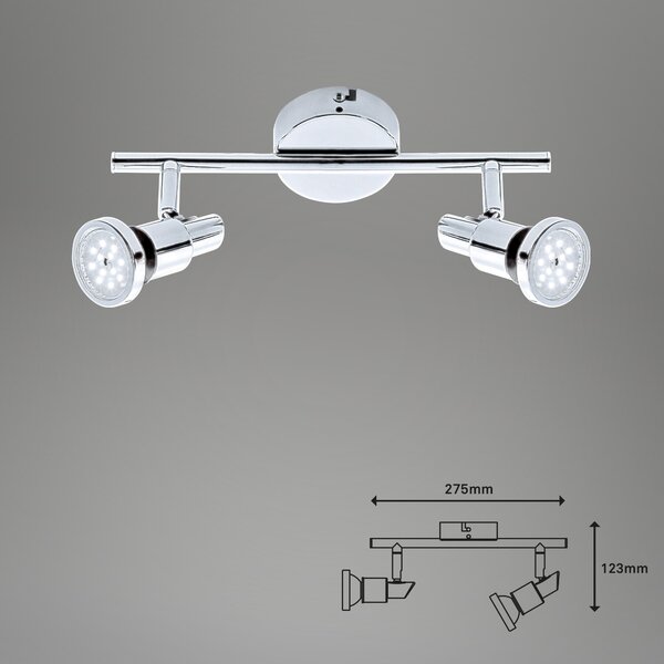BRI 2992-028 LED bodové svítidlo 27,5 cm 2xGU10 9,6W 800lm chrom - BRILONER