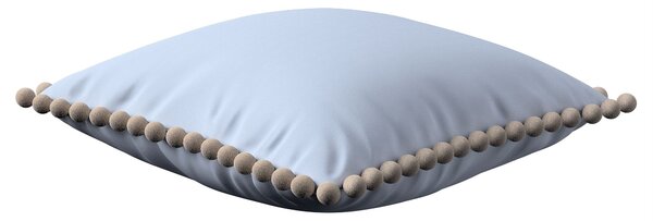 Věra - potah na polštář ozdobné bambulky po obvodu barva modrá