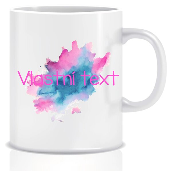 Personalizovaný klasický bílý keramický hrníček 300 ml s barevnou skvrnou