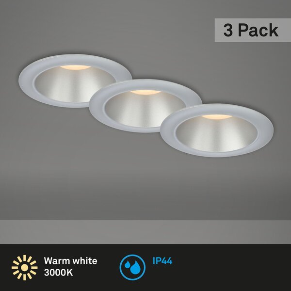 BRI 7041-034 LED vestavná svítidla sada, pr.9,5 cm, 3x LED, 4,9 W, 480 lm, matný chrom - BRILONER