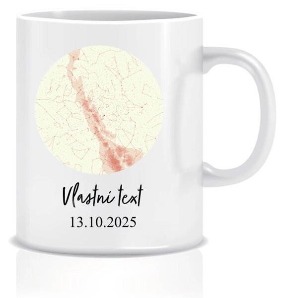 Personalizovaný klasický bílý keramický hrníček 300 ml s hvězdnou mapou